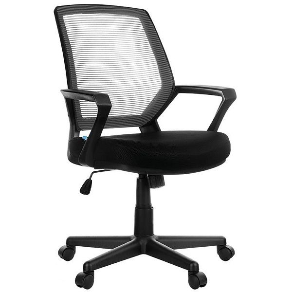 Кресло оператора Helmi HL-M02 "Step", ткань, спинка сетка черная/сиденье TW черная, механизм качания