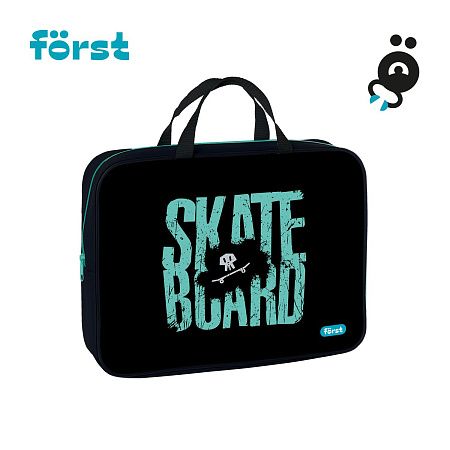 Папка текстильная с ручками 1 отделение, А4 Först "Skateboard", 350*265*80мм, текстиль, на молнии 