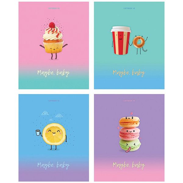 Тетрадь 48л., А5, клетка BG "Maybe baby", ламинация soft-touch