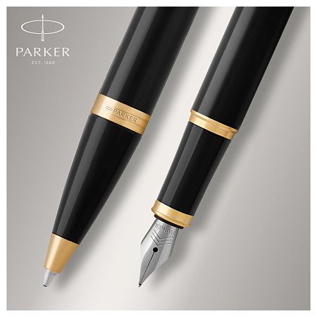 Набор Parker "IM Black GT": ручка шариковая, 1,0мм и ручка перьевая, 1,0мм, подарочная упаковка 