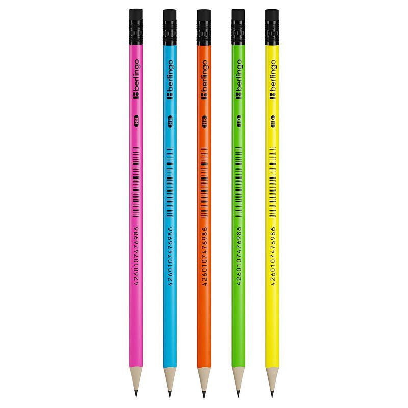 Карандаш ч/г Berlingo "Triangle flash" HB, трехгранный, c ластиком, заточен.