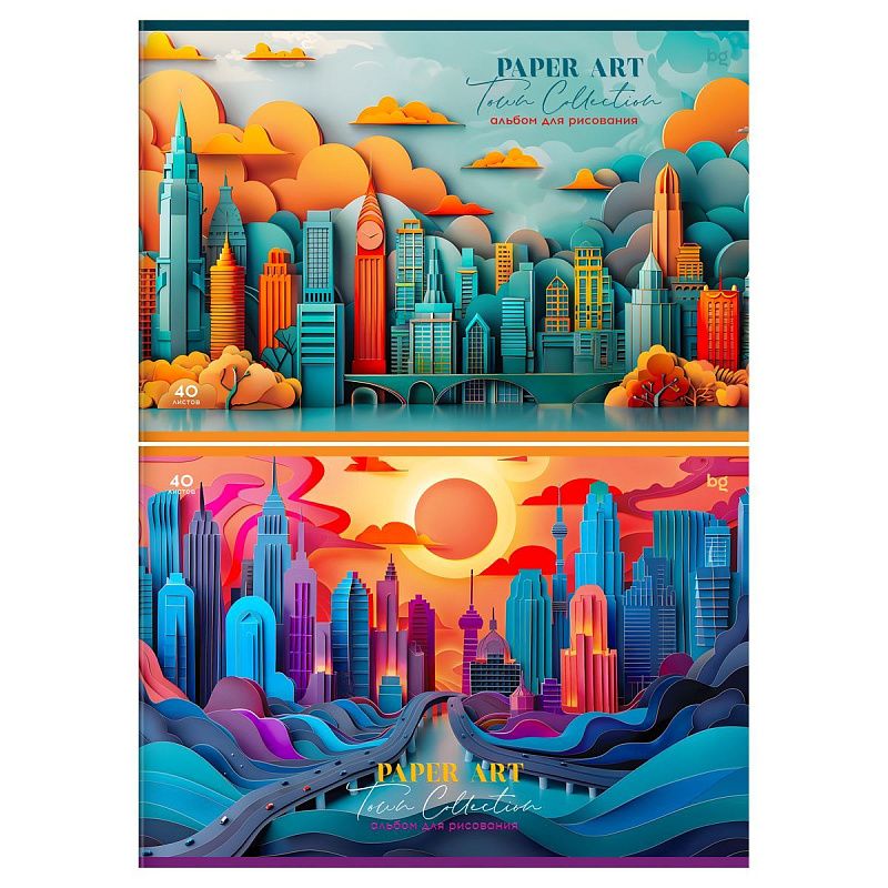 Альбом для рисования 40л., А4, на скрепке BG "Paper art", выб. лак