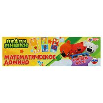 Игра настольная Домино, Умные игры "Ми-ми-мишки", математическое пластиковое 3в1, картонная коробка