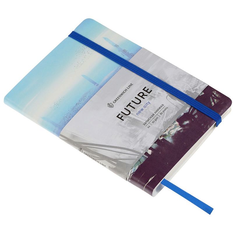 Записная книжка А6 80л. ЛАЙТ, кожзам, Greenwich Line "New city", с резинкой, тиснение фольгой, блок в клетку