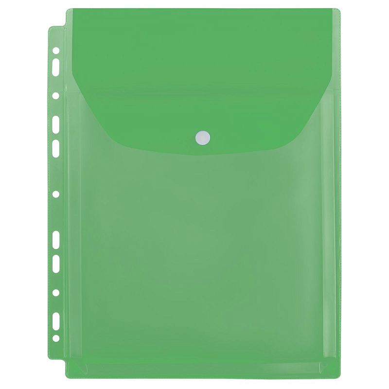 Папка-вкладыш с перфорацией на кнопке OfficeSpace А4, ПВХ, 180мкм, расширяющаяся до 250л., цветная, ассорти 