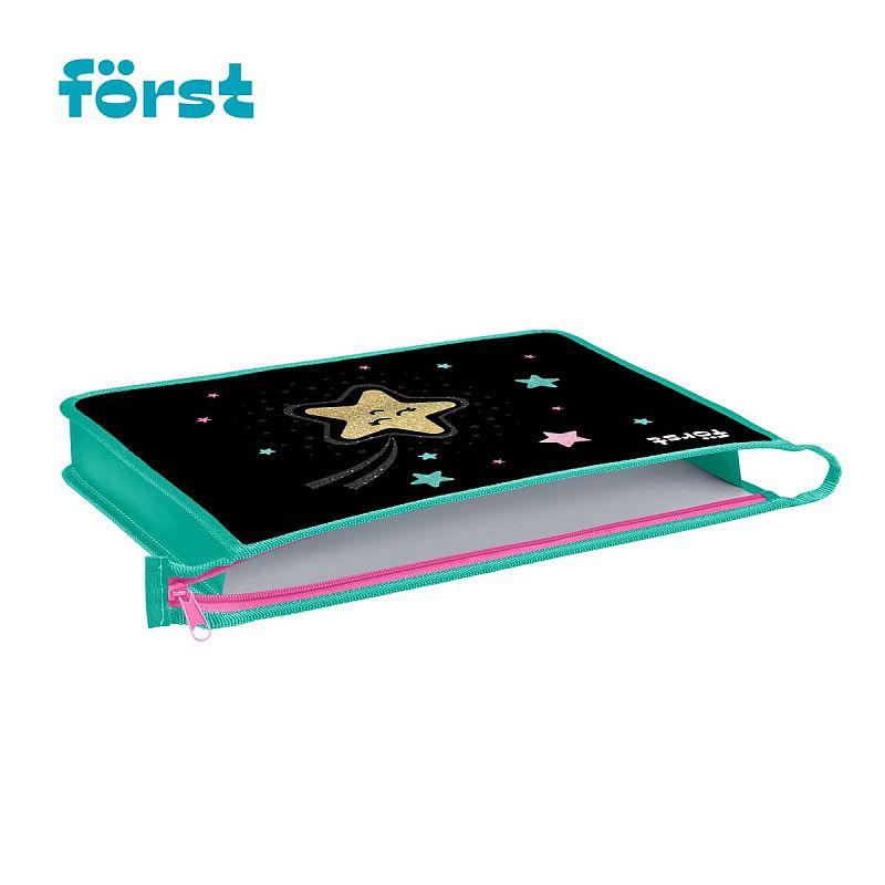 Папка для тетрадей 1 отделение, А4 Först "Stars", 340*245*40мм, пластик, на молнии 