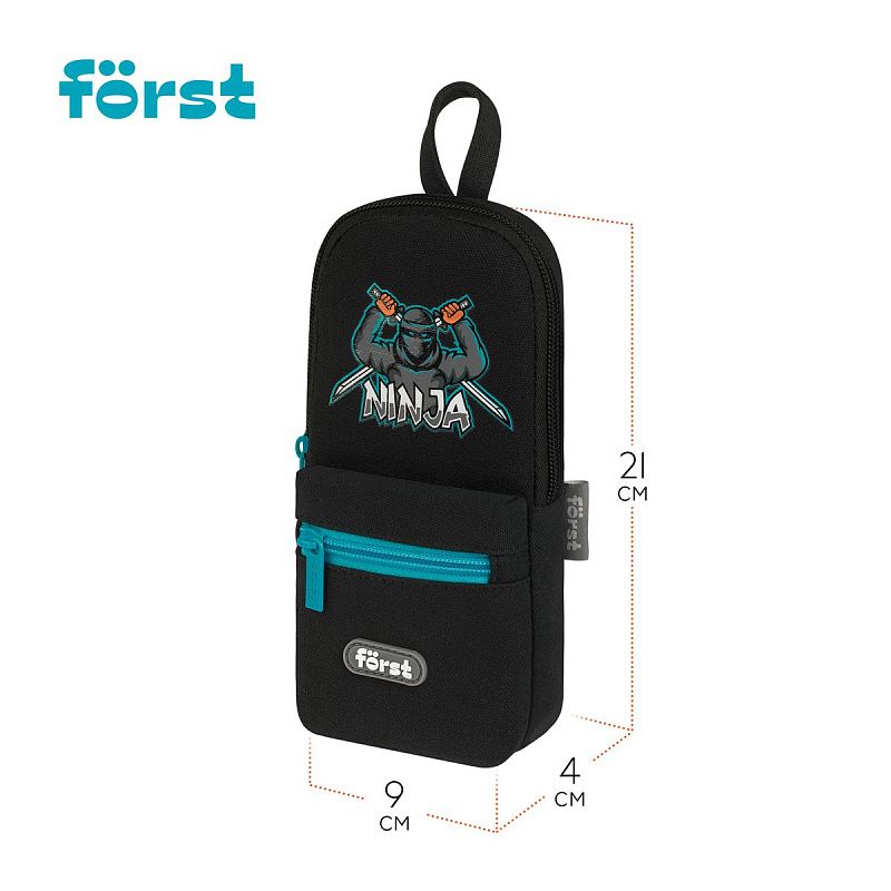 Пенал мягкий 1 отделение, 1 карман, 210*90*40 Först "Ninja", текстиль 