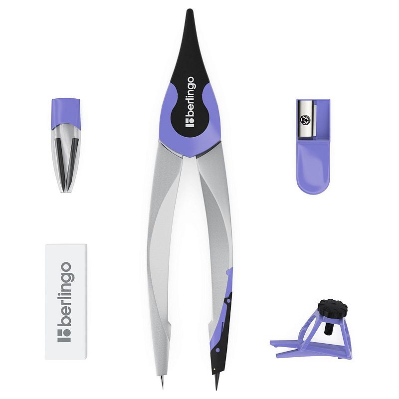 Готовальня Berlingo "Optimum", 5 предметов, циркуль 135мм, пластиковый футляр, фиолетовый 