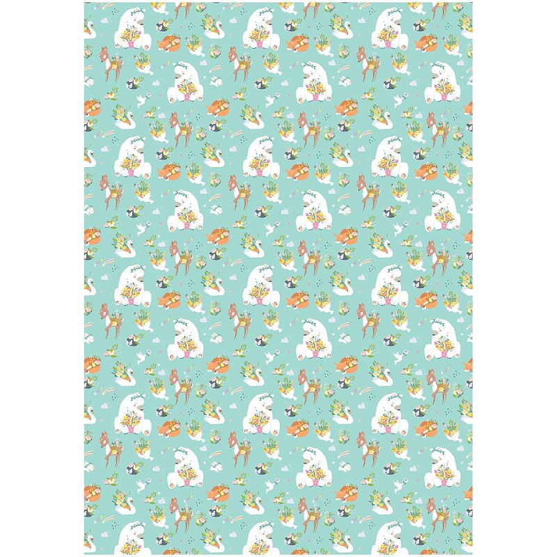 Упаковочная бумага глянц. 70*100см, MESHU "Милые зверята", 80г/м2, ассорти 5 дизайнов