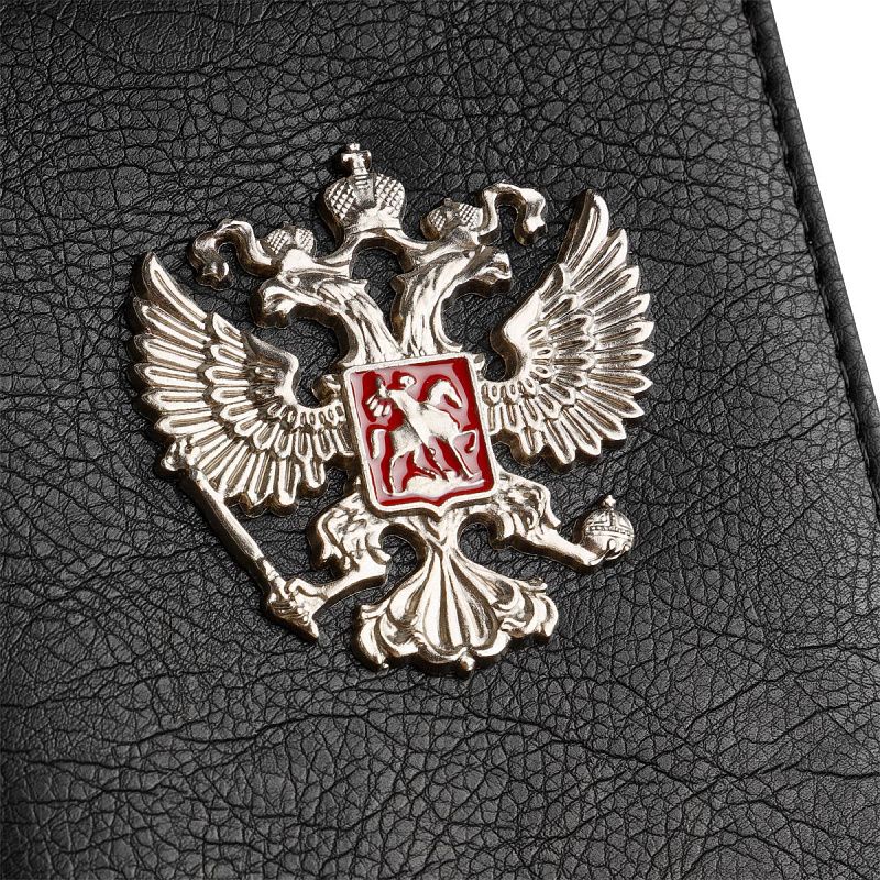 Обложка для паспорта OfficeSpace экокожа, текстура Кварц, подклад текстиль, черный, металлический шильд Герб 