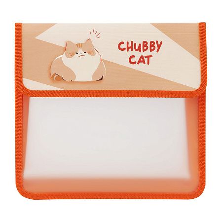 Папка для тетрадей 2 отделения, ArtSpace "Chubby cat", А5, пластик, на липучке 