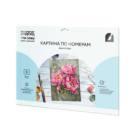 Картина по номерам на картоне ТРИ СОВЫ "Розовые пионы", 30*40, с акриловыми красками и кистями