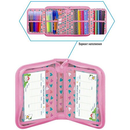 Пенал 1 отделение, 200*140*40 Berlingo "Kittens lilac", 2 откидные секции, полиэстер 