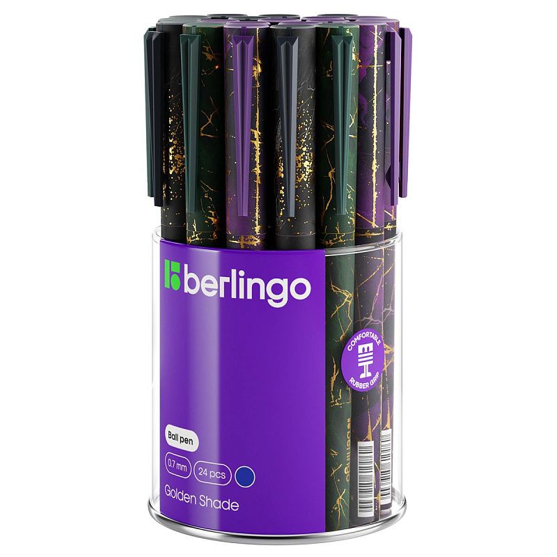 Ручка шариковая Berlingo "Golden Shade" синяя, 0,7мм, грип, рисунок на корпусе, ассорти 