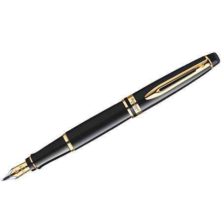 Ручка перьевая Waterman "Expert Black Lacquer GT" синяя, 0,8мм, подарочная упаковка