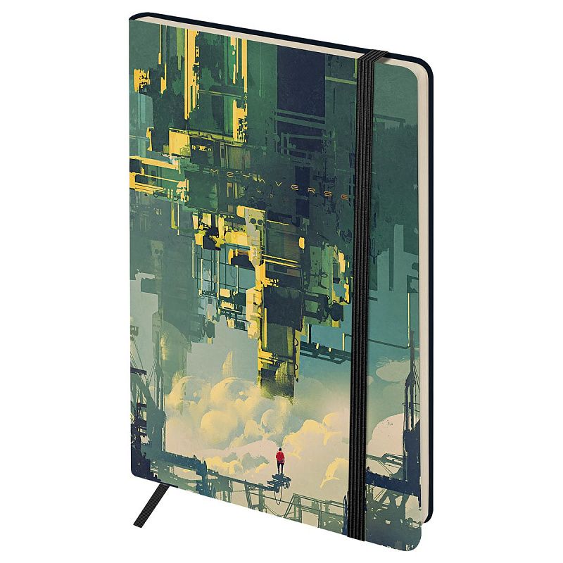 Записная книжка А5 80л. ЛАЙТ, кожзам, Greenwich Line "Future. Parallel world", с резинкой, тиснение фольгой, блок в линию