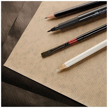 Скетчбук - блокнот 60л., А4 Clairefontaine "Kraft", на склейке, верже,черный/крафт, 90г/м2