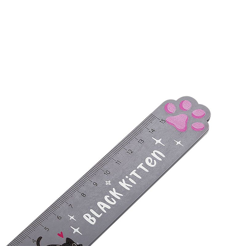 Линейка 15см MESHU "Paw", деревянная,  ассорти, европодвес 