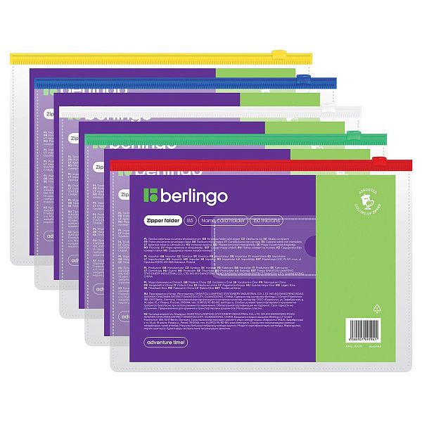 Папка-конверт на молнии Berlingo В5, 150мкм, с карманом для визиток, прозрачная, ассорти Папка-конверт на молнии Berlingo В5, 150мкм, с карманом для визиток, прозрачная, ассорти
