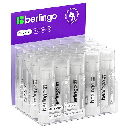 Клей-карандаш Berlingo "Aqua", 15г, прозрачный, ПВП