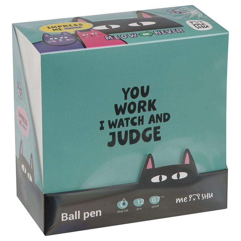 Ручка шариковая автоматическая MESHU "Hypno Cats" синяя, 0,7мм, корпус ассорти 