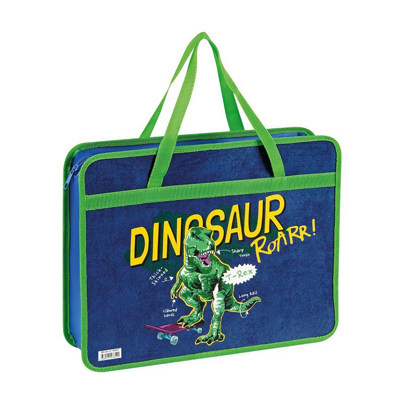 Папка с ручками А4 ArtSpace "T-Rex", пластик, на молнии, 80мм 
