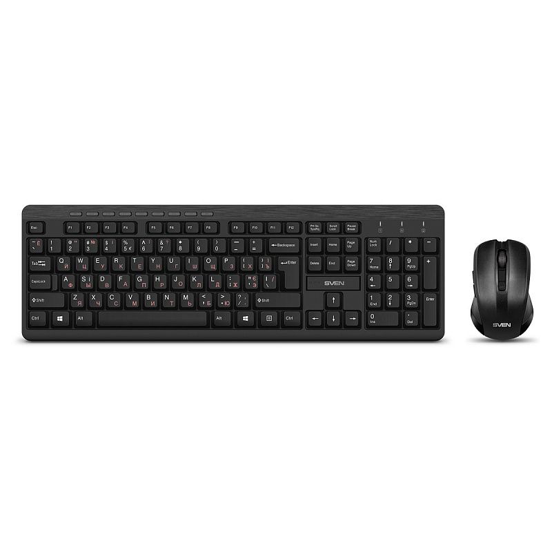 Комплект беспроводной клавиатура + мышь Sven KB-C3400W, USB, черный