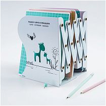 Подставка для книг MESHU, 3 отделения, раздвижная, белая