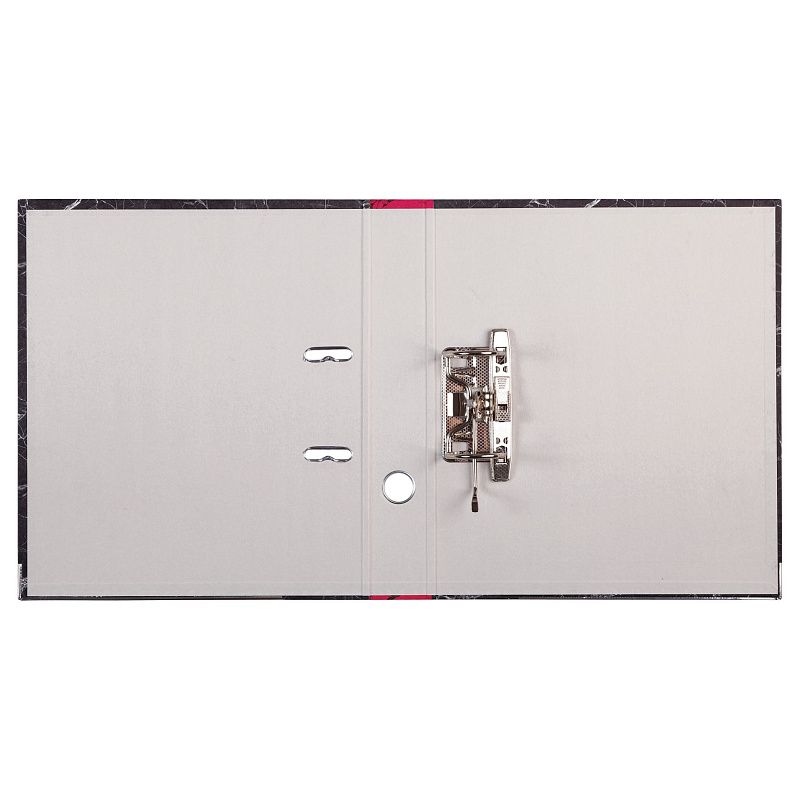 Папка-регистратор OfficeSpace 50мм, мрамор, черная, красный корешок, нижний метал. кант 