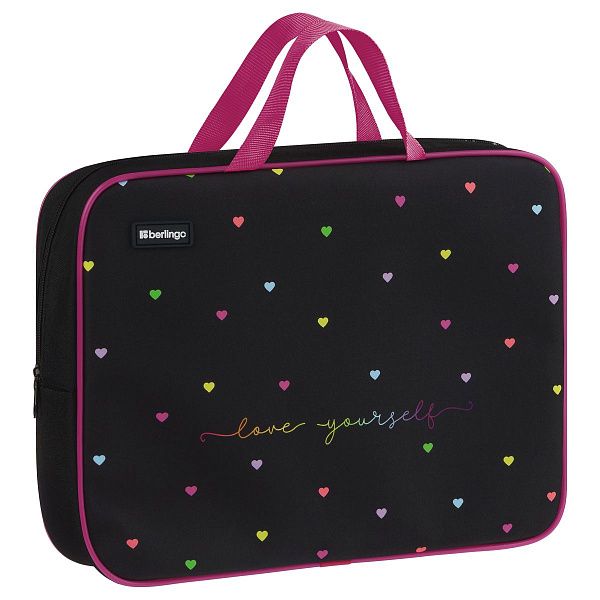 Папка текстильная с ручками 1 отделение, А4 Berlingo "Love Yourself", 350*265*80мм, текстиль, на молнии