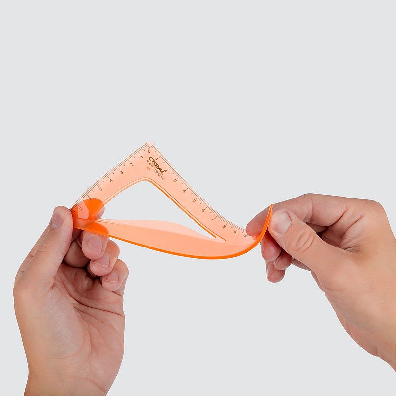 Треугольник 30°, 13см СТАММ, пластиковый, гибкий, прозрачный, оранжевый, европодвес 