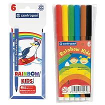 Фломастеры Centropen "Rainbow Kids", 06цв., трехгранные, смываемые, ПВХ