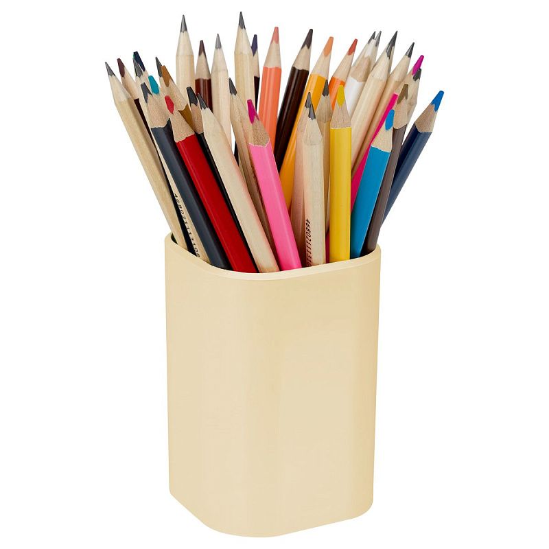 Подставка-стакан СТАММ "Фаворит", пластиковая, квадратная, бежевая