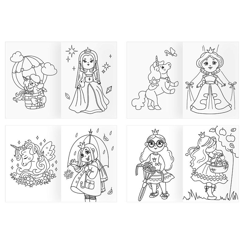 Суперраскраска А4 ТРИ СОВЫ "Принцессы и ее друзья", на склейке, 40стр.