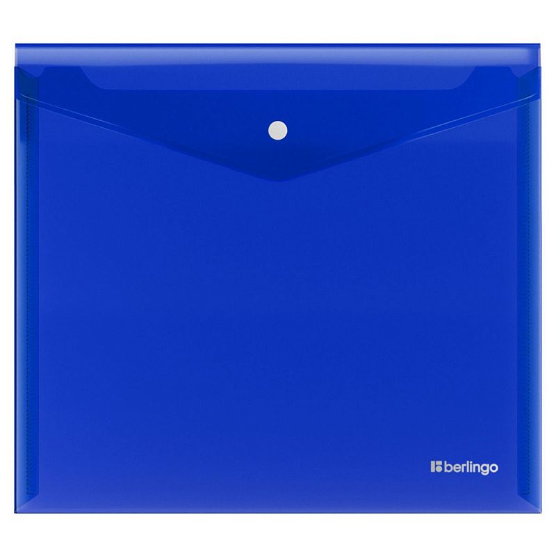 Папка-конверт на кнопке Berlingo "No Secret", А5+, 200мкм, синяя