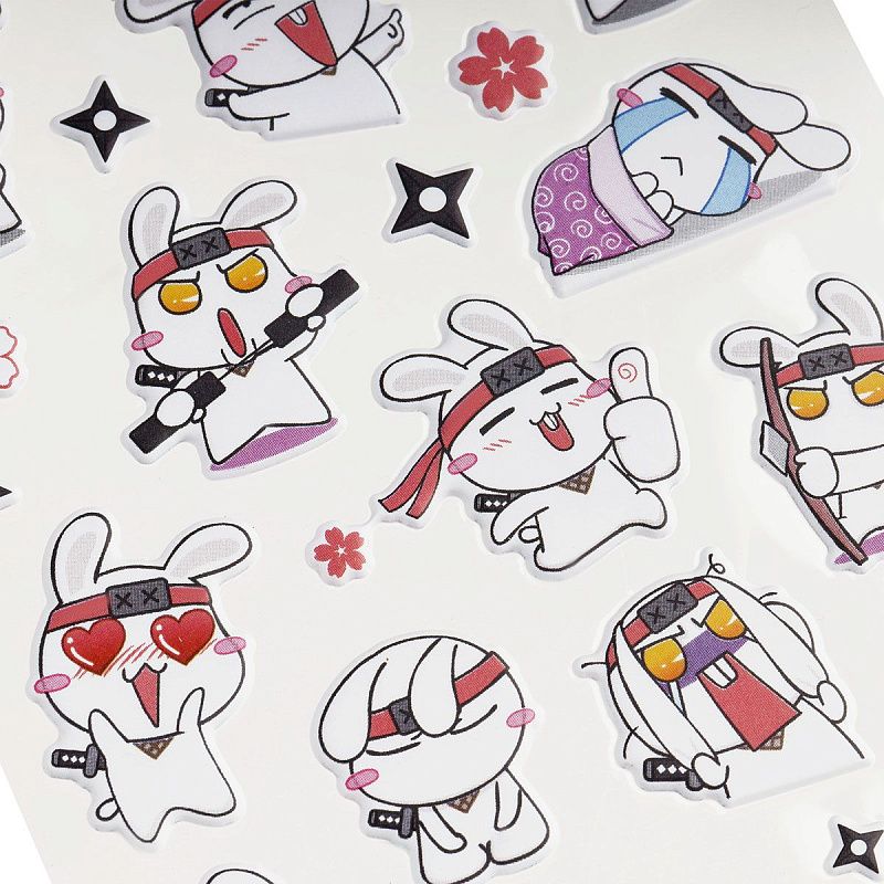 Наклейки объемные MESHU "Ninja Rabbit", 10*23см, инд. уп., европодвес