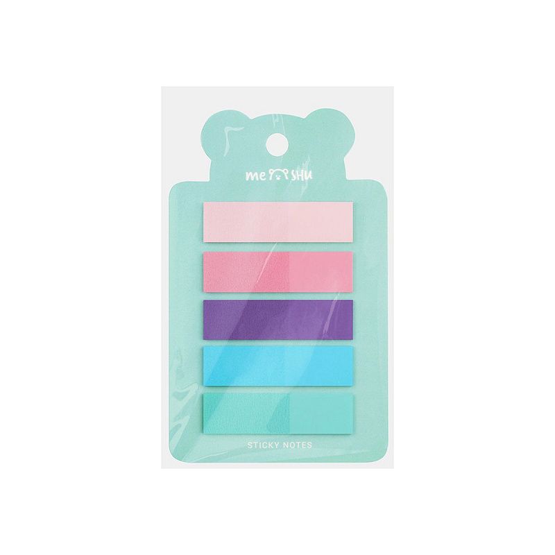 Флажки-закладки MESHU пластиковые, 45*12мм, 20л*5 пастельных цветов, европодвес