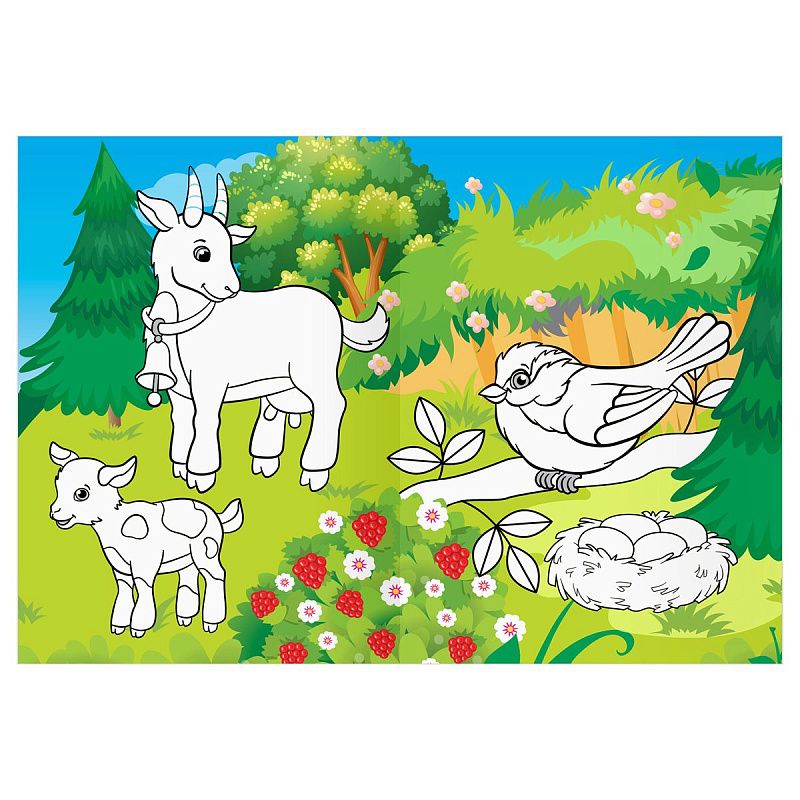 Раскраска с цв. фоном А4, 16 стр., ТРИ СОВЫ "Мамы и малыши"