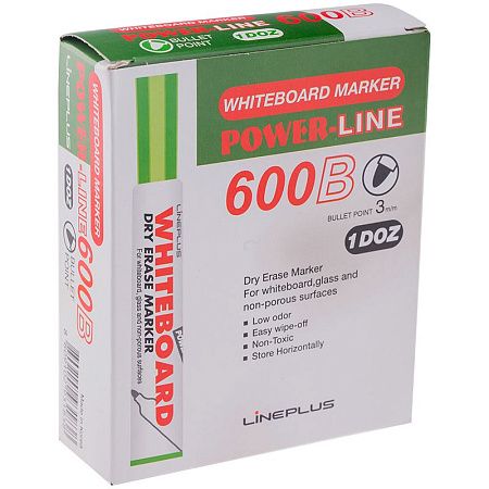 Маркер для белых досок Line Plus "600B" зеленый, пулевидный, 3мм 
