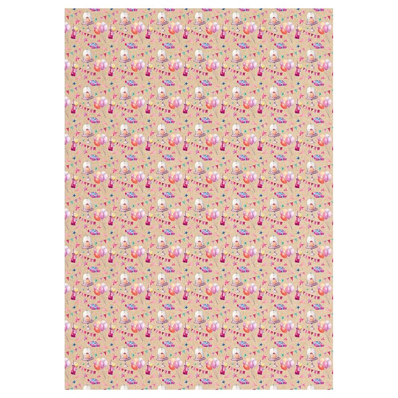 Упаковочная бумага крафт 70*100см, MESHU "Happy birthday", 70 г/м2, ассорти, 4 дизайна