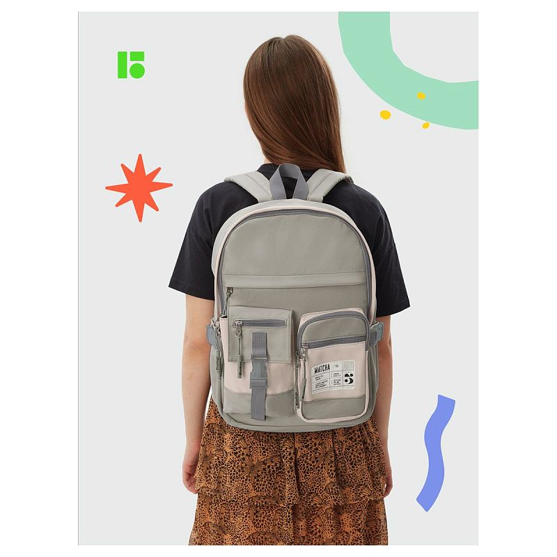 Рюкзак Berlingo Tasty "Green matcha", 40*28*15см, 1 отделение, 7 карманов, уплотненная спинка 