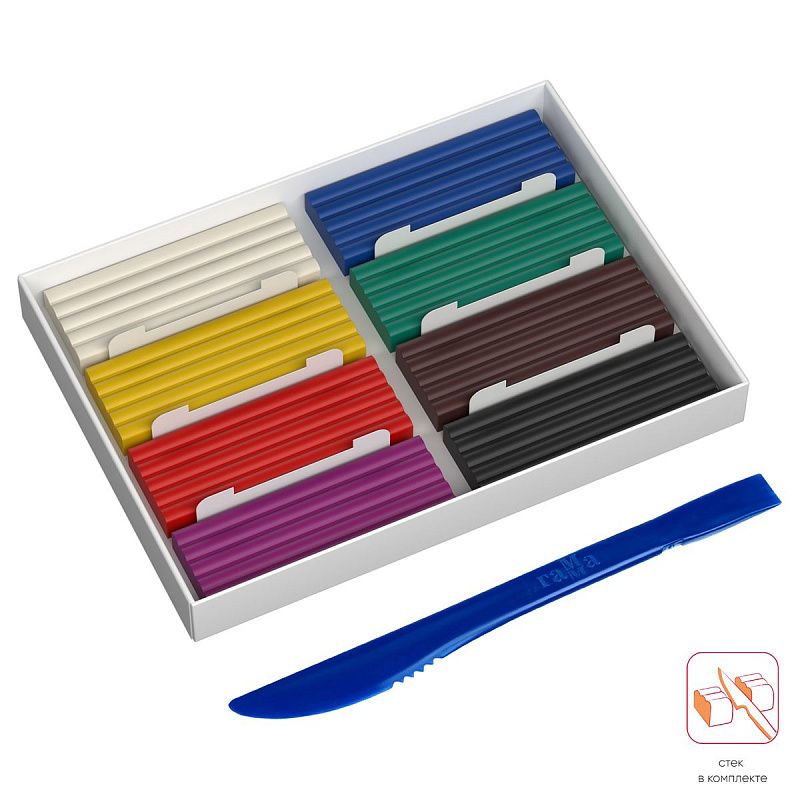 Пластилин Гамма "Юный художник" NEW, 08 цветов, 112г, со стеком, картон. упаковка