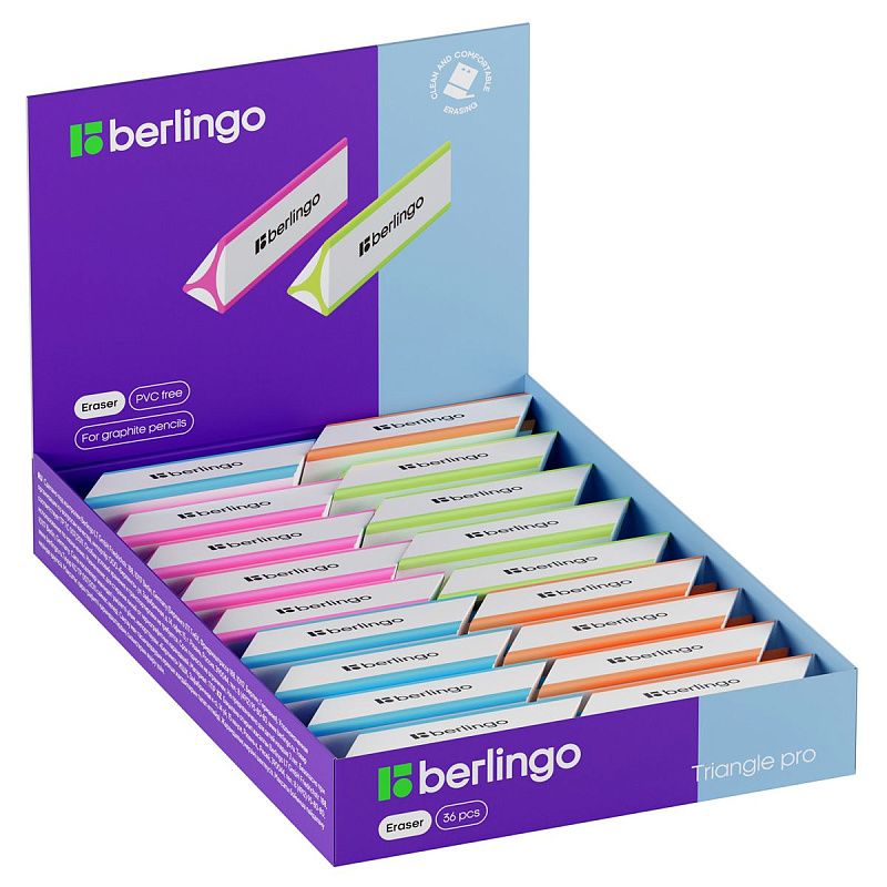 Ластик Berlingo "Triangle Pro", треугольный, скошенный, термопластичная резина, 57*16*16мм 