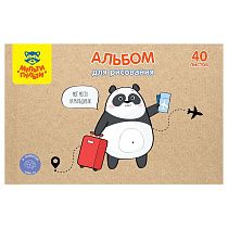 Альбом для рисования 40л., А4, на скрепке Мульти-Пульти "Панда", крафт картон