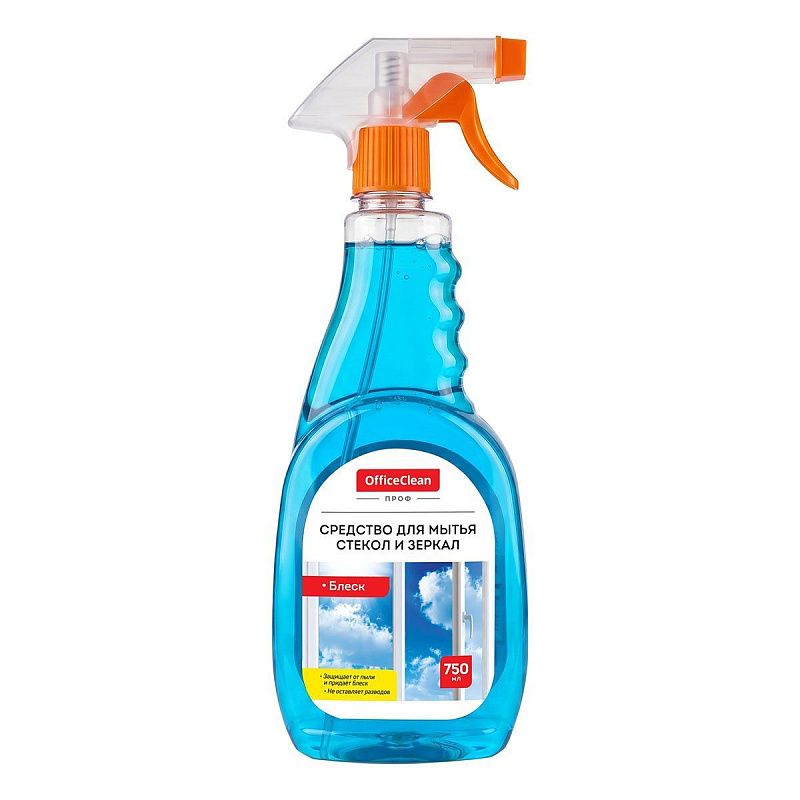 Средство для мытья стекол и зеркал OfficeClean Профессионал "Блеск", с изопропиловым спиртом, 750мл, курок 