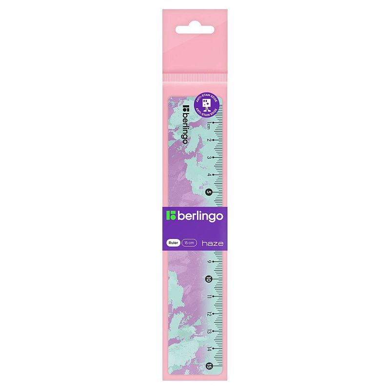 Линейка 15см Berlingo "Haze", пластиковая, ассорти, европодвес 