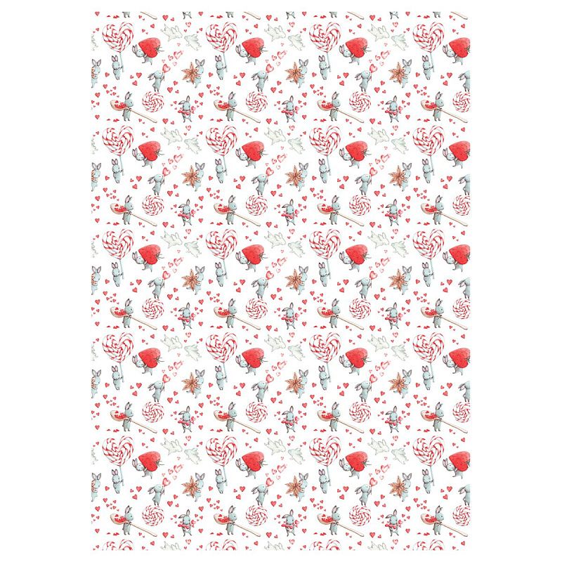 Упаковочная бумага глянц. 70*100см, MESHU "Love", 80 г/м2, ассорти, 4 дизайна