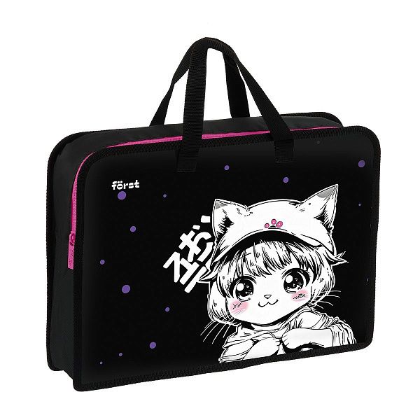 Папка с ручками 1 отделение, А4 Först "Plush Dream", 340*245*75мм, пластик, на молнии