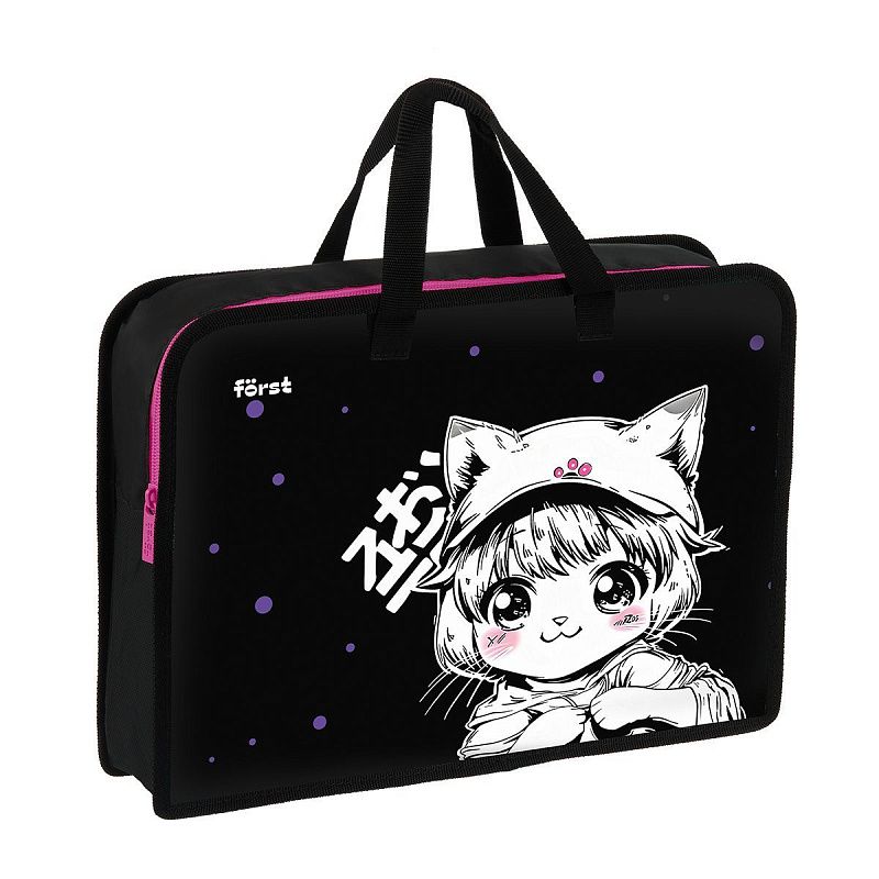 Папка с ручками 1 отделение, А4 Först "Plush Dream", 340*245*75мм, пластик, на молнии