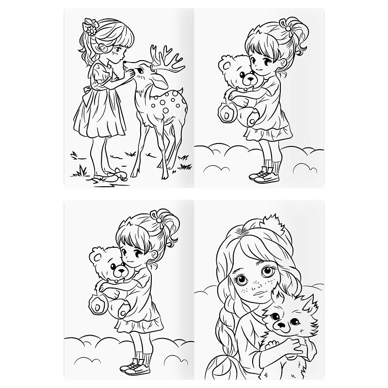 Раскраска А4, 16 стр., ТРИ СОВЫ "В стиле kawaii"